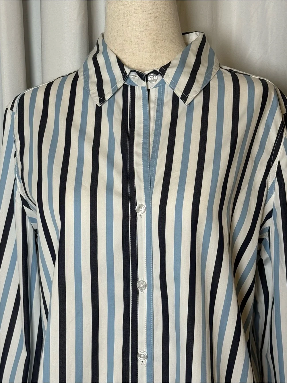 Tyler Boe Awning Stripe Button Down Shirt NWT Size Small Blue Multi - Picture 4 of 11